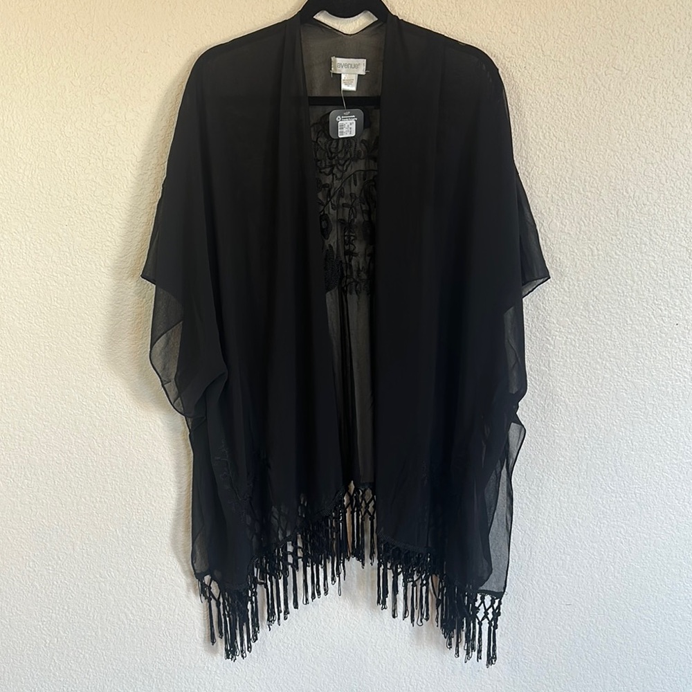 Black Sheer Fringe Kimono